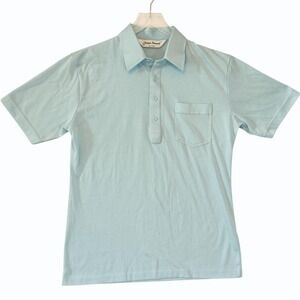 VTG 90s Jacques Bouvare Mens Polo Shirt Size L Lightweight Pale Blue‎ Retro